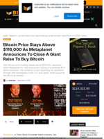 Bitcoin Price Stays Above $116,000 As Metaplanet Announces To Close A Giant Raise To Buy Bitcoin
