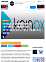 KoinBX Launches First AI-Powered Assistant To Revolutionize Crypto Trading in India | Live Bitcoin News