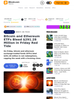 Bitcoin and Ethereum ETFs Bleed $291.28 Million in Friday Red Tide – Markets and Prices Bitcoin News