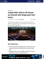 Crypto bills stall in US House as second vote drags past four hours