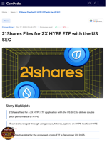 21Shares Files for 2X HYPE ETF with the US SEC 