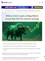 Ethena looks to gain as Mega Matrix scoops $6m ENA for treasury strategy - CoinJournal