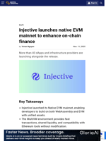 Injective launches native EVM mainnet to enhance on-chain finance