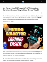 As Bitcoin Hits $125,000, BC DEFI Unveils a Smarter, Greener Way to Build Crypto Wealth - Visionary Financial
