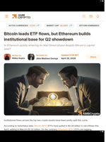 Bitcoin leads ETF flows, but Ethereum builds institutional base for Q2 showdown - AMBCrypto