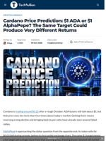 Cardano Price Prediction: $1 ADA or $1 AlphaPepe? The Same Target Could Produce Very Different Returns - TechBullion