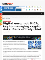 Digital euro, not MiCA, key to managing crypto risks: Bank of Italy chief - The Crypto News Wire