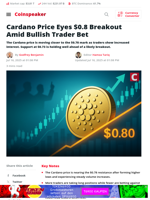 Cardano Price Eyes $0.8 Breakout Amid Bullish Trader Bet - Coinspeaker