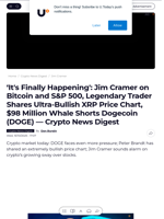 ‘It's Finally Happening': Jim Cramer on Bitcoin and S&P 500, Legendary Trader Shares Ultra-Bullish XRP Price Chart, $98 Million Whale Shorts Dogecoin (DOGE) — Crypto News Digest - U.Today