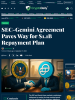 SEC-Gemini Agreement Paves Way for $1.1B Repayment Plan - Crypto Daily