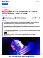 Trump Meme Coin Dinner Attendee Shares Inside Stories