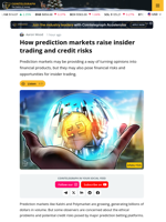 Prediction Market Boom Has Insider Trading Problems