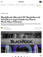 BlackRock's Bitcoin ETF Sheds Record $463M as Crypto Funds See Worst Week Since February - Decrypt