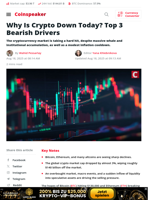 Why Is Crypto Down Today? Top 3 Bearish Drivers - Coinspeaker