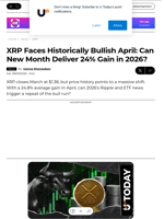 XRP Faces Historically Bullish April: Can New Month Deliver 24% Gain in 2026? - U.Today