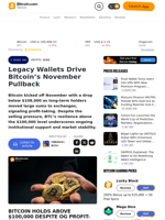 Legacy Wallets Drive Bitcoin’s November Pullback – Crypto News Bitcoin News