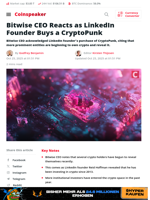 Bitwise CEO Reacts as LinkedIn Founder Buys a CryptoPunk - Coinspeaker