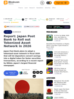 Report: Japan Post Bank to Roll out Tokenized Asset Network in 2026 – Blockchain Bitcoin News