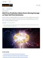BCH Price Prediction: Below Every Moving Average as Taker Sell Flow Dominates - Blockchain.News
