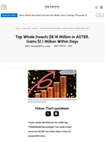 Top Whale Invests $8.14 Million in ASTER, Gains $1.1 Million Within Days