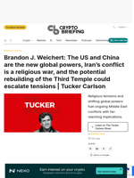 Brandon J. Weichert: The US and China are the new global powers, Iran's conflict is a religious war, and the potential rebuilding of the Third Temple could escalate tensions | Tucker Carlson