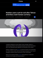 Nobitex users rush for exit after Tehran airstrikes crash Iranian currency