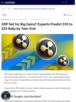 XRP Set for Big Gains? Experts Predict $10 to $23 Rally by Year-End
