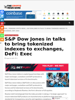 S&P Dow Jones in talks to bring tokenized indexes to exchanges, DeFi: Exec - The Crypto News Wire