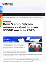 How 5 solo Bitcoin miners cashed in over $350K each in 2025 - The Crypto News Wire