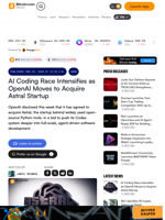 AI Coding Race Intensifies as OpenAI Moves to Acquire Astral Startup – Bitcoin News