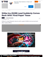Shiba Inu (SHIB) Lead Suddenly Comes Back With 'Final Paper' Tease