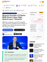 Binance Founder CZ Backs BNB Chain's New High-Speed Layer 1 Network