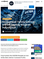 Geopolitical Tensions Drive $478M Trading Surge on Polymarket | Live Bitcoin News