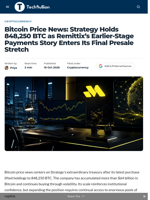 Bitcoin Price News: Strategy Holds 848,250 BTC as Remittix's Earlier-Stage Payments Story Enters Its Final Presale Stretch - TechBullion