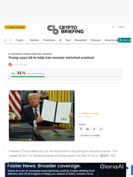 Trump says US to help Iran recover enriched uranium