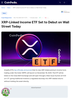 XRP-Linked Income ETF Set to Debut on Wall Street Today