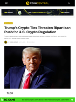 Trump's Crypto Ties Threaten Bipartisan Push for U.S. Crypto Regulation
