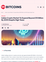 Indian Crypto Market To Expand Beyond $15 Billion By 2035 Despite High Taxes - 99Bitcoins