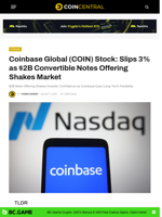 Coinbase Global (COIN) Stock: Slips 3% as $2B Convertible Notes Offering Shakes Market