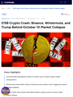 $19B Crypto Crash: Binance, Wintermute, and Trump Behind October 10 Market Collapse