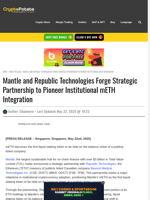 Mantle and Republic Technologies Forge Strategic Partnership to Pioneer Institutional mETH Integration
