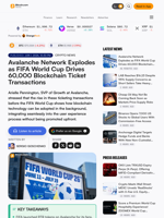 Avalanche Network Explodes as FIFA World Cup Drives 60,000 Blockchain Ticket Transactions