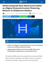 Hedera Expands Real-World Asset Utility With cSigma