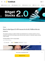 Here's what SpaceX's IPO means for its 18,000 bitcoin (BTC) holdings