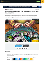 Price predictions 4/30: BTC, ETH, XRP, BNB, SOL, DOGE, ADA, SUI, LINK, AVAX