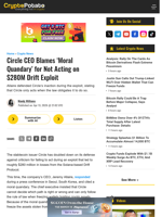 Circle CEO Blames ‘Moral Quandary’ for Not Acting on $280M Drift Exploit