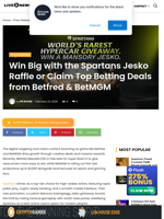 Win Big with the Spartans Jesko Raffle or Claim Top Betting Deals from Betfred & BetMGM | Live Bitcoin News
