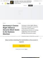 Germany's Centre Right Alliance CDU/CSU Secures Most Seats in EU Nations Election 