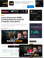 Luxor Announces $16M Funding Round To Scale AI Compute, Derivatives