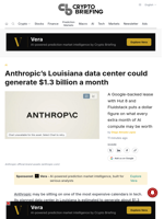 Anthropic's Louisiana data center could generate $1.3 billion a month